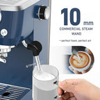 MAttinata Espresso Machine 20 Bar, Espresso Coffee Maker with Professional Milk Frother Steam Wand for Cappuccino & Latte, 49oz Removable Water Tank for Home, Blue