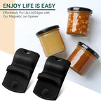 2 Pack Canning Jar Opener with Magnets, Mason Jar Opener For Canning Lids, Regular and Wide Mouth Lids, Powerful Magnet for Easy Refrigerator Storage, Releases Vacuum Seal– Patent Pending(Black)