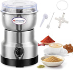 Moongiantgo Coffee Grinder Electric, Mini Spice Grinder, 200W 10s Fast Grinding, Dry Grain Mill for Spices Seeds Rice Beans Seasonings, with Replacment Stainless Steel Blade (Silver, 110V)