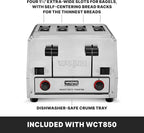 Waring Commercial WCT805 4-Slice Heavy Duty Commercial Pop-Up Bread/Bagel Toaster, 208V, 2800W, 6-20 Phase Plug