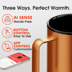 Vsitoo S3 Plus 14oz Heated Coffee Mug - Temperature Control Smart Mug with Mug Warmer, Auto-Sensing AI Heats Drinks to 120-150°F Hands-Free.Ideal for Home/Office/Gifts，Copper