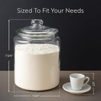 Restaurantware Glass Storage Containers - 1 Count 6 Liter Airtight Kitchen Canisters - Pantry Jars With Lids For Food - Clear Crystal Glass