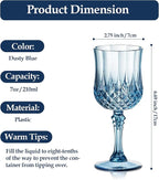 XUWAIDSGN 7oz Plastic Vintage Wine Glasses Drinking Glasses Unbreakable Wedding Glassware Crystal Water Goblets Reusable Drinkware Vintage Champagne Flutes (48, Blue)