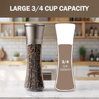 HOME EC Original Stainless Steel Salt or Pepper Grinder 1pk - Adjustable Ceramic Sea Salt Grinder or Pepper Mill - Tall Glass Spice Shaker - Spice Mill w/Ebook (Bronze)