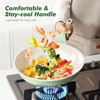 SENSARTE Nonstick Ceramic Frying Pan 12.5-Inch, Healthy Non Toxic Skillet, Induction Compatible Omelet Pan with Heat Resistant Handle, PFAS-Free, Mint Green