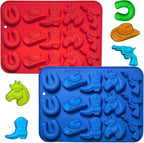 2Pcs Cowboy Chocolate Candy Molds - Cowboy Hat Boot, Horse Saddle Shape Silicone Candy Molds Western Themed Party Baking Mold Jello Ice Cube Candle Mold for Cupcake Cakesicle Decorations