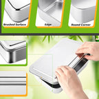 Tioncy 3 Sets Stainless Steel Cake Pan with Lid 11/9/5 Inch Rectangle Sheet Baking Pan with Covers Bakeware with Lids for Cakes Breads Casseroles Fish Vegetables and More