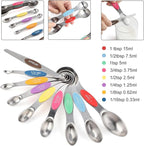 Magnetic Measuring Spoons Set Stainless Steel Dual Sided Stackable Teaspoon Tablespoon Nesting Measuring Spoon for Measuring Dry and Liquid Ingredients Color