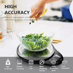 Food Scale, NUTRI FIT Digital Kitchen Scale Weight Grams and Ounces for Weight Loss, Accurate Cooking Baking Scale LCD Display Max 11lb 1g Increment with Wide Stainless Steel Platfrom, Black