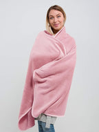 BlueHills Premium Soft Travel Blanket Pillow Compact Mini Airplane Blanket with Portable Pillowcase Long Flights - Dusty Rose Pink M02