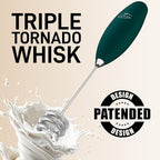 Zulay Kitchen Patented Tornado Triple Whisk Milk Frother with 4 Duracell Batteries – Handheld Foam Maker for Coffee, Lattes, Matcha & Hot Chocolate – Rich, Creamy Froth in Seconds - Dark Green