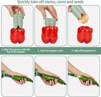 Pepper Seed Corers Remover, 3 Pack Fruit Pepper Corer Remover 2 in 1 Bell Pepper Corer Seed Remover Tool, Pepper Deseeder Bell Pepper Corers Tool Pepper Cutter for Vegetables
