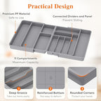 Lifewit Utensil Organizer for Kitchen Drawer, Expandable Cooking Silverware Tray, Adjustable Cutlery Flatware Holder, Plastic Spatula Tools Storage Divider, 21.3- 36 x 16.9", Gray