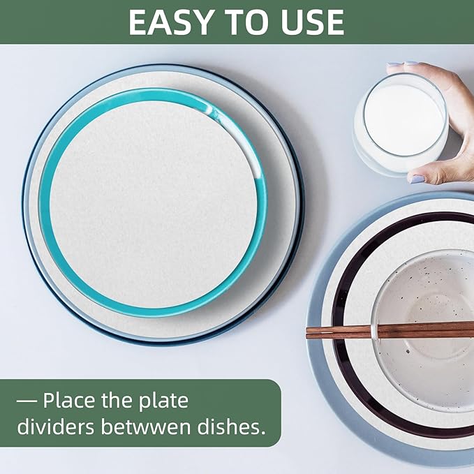 120Pcs Plate Separators Storage, Soft Felt Plate Dividers, Round Dish Storage Protectors Pads with 3 Different Size (White)