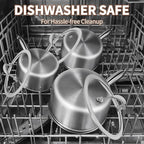 EWFEN 3 Ply Stainless Steel Saucepan with Lid, 2 Quart Multipurpose Cooking Pot, Stay-Cool Handle, Induction Oven Dishwasher Safe, 2 QT