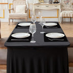 Linen Fabric Placemats Set of 6, Machine Washable, Heat Resistant, Wrinkle Free, Thick Polyester Kitchen Place Mats for Dining Table (Black)
