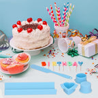 Cake Pop Mold Maker Cutter Set - Include 2 Inch Circle Pusher & Heart mold & silicone knife, Baking Kit for Home, Birthdays, Weddings (Blue)