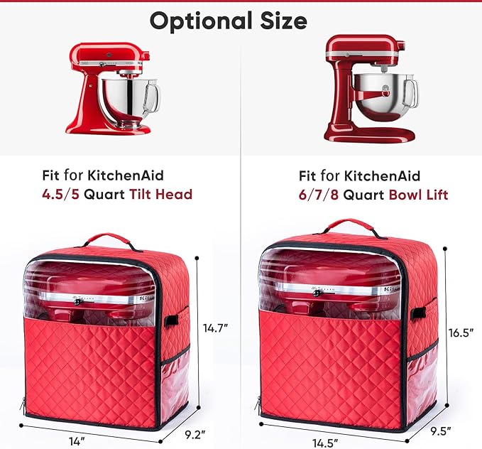 BAGSPRITE Stand Mixer Cover with Appliance Sliders Base Compatible with KitchenAid Mixer-Storage Bag for 6/7/8 Quart with Pockets for Kitchen Aid Accessories and Attachments