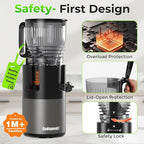 Godspeeds Juicer Machines with 5.8" Large Feed Chute, Slow Masticating Cold Press Juicer for Whole Fruits & Vegetables, Easy to Clean Design, High Juice Yield Home Juicer for Daily Wellness
