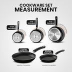 KICHLY 8 Piece Pots and Pans Set, Non Stick Kitchen Cookware Set with 20cm & 28cm Frying Pans and 16cm, 18cm, 20cm Saucepans with Lids, Induction Compatible Pots and Pans Set Non Stick, Black