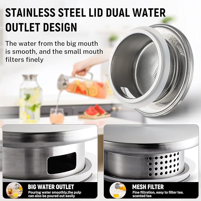 Netany 2 Pack 1.2 Liters/40 oz Small Square Glass Pitcher with Lid and Handle for Fridge, Iced Tea and Coffee Carafe Storage Container, Resistant to Hot and Cold Borosilicate Jug