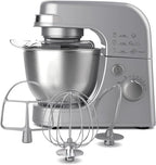 Hamilton Beach Electric Stand Mixer, 4 Quarts, Dough Hook, Flat Beater Attachments, Splash Guard 7 Speeds with Whisk, Silver