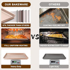 Wildone 2 Pack Half Sheet Baking Pans, Nonstick Baking Sheet for Oven, Thicker Carbon Steel Cookie Sheet 17.5x12 Inch, Heavy Duty & Easy Clean, Rose Gold