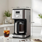 Gevi 14-Cup Programmable Coffee Maker, Drip Coffee Machine with Normal & Strong Brew for Home and Office, Glass Carafe, 2-Hour Keep Warm, Pause & Serve, Auto Shut Off, Silver