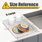 TIKNIK Silicone Dish Drying Mat, Stone Drying Mat for Kitchen Counter with Built-In Drain, Non-Slip Drain Pad with Built-in Drain, Heat Resistant Stone Drying Mat, Hangable, Cream-1pcs, 20" x 15"