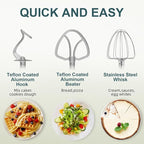 HOWORK Electric Stand Mixer,10+p Speeds With 6.5QT Stainless Steel Bowl,Dough Hook, Wire Whip & Beater,for Most Home Cooks (White)