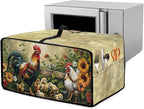 Rooster Sunflower Print Toaster Oven Dust-proof Cover Heat-Resistant Kitchen Small Appliance Air Fryer Covers Universal Washable Microwave Oven Covers (Large-18.5 * 22.5 * 12.99 inches)