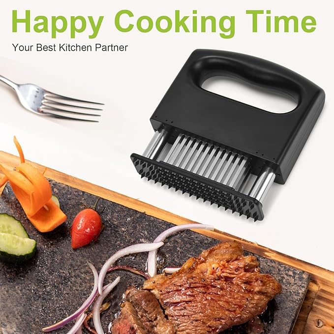 Meat Tenderizer Tool, Meat Tenderizer Stapler with 48 Stainless Steel Ultra Sharp Needle Blades, Compact Cooking Tool for Kitchen Tenderizing Beef Chicken Turkey Steak Veal Pork
