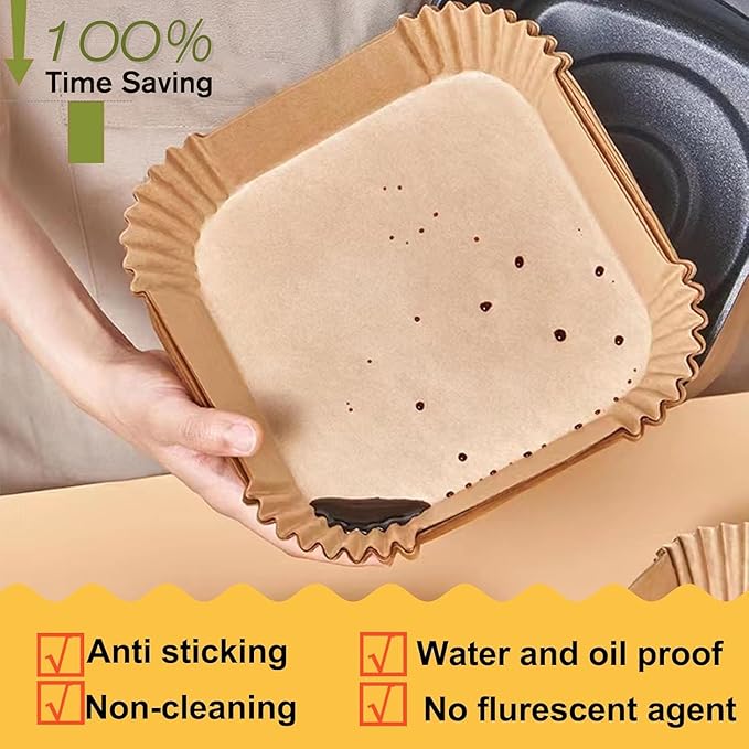 Air Fryer Paper Liners for Chefman 6 QT Compact, 200Pcs 6qt Air Fryer Liners, 8 quart Air Fryer Liners, Parchment Paper Liner for Chefman TurboFry 8-Qt Stainless Steel