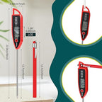 Copkim 12 Set Waterproof Food Thermometer for Water, Liquid, Candle and Cooking Digital Meat Thermometer with Long Probe Instant Read for Kitchen BBQ Grill Candy (Red)