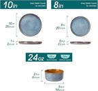 vancasso ONION Ceramic Plates and Bowls Sets, 18 Pieces Blue Dinnerware Sets for Kitchen, Reactive Glaze Dishes Set for 6, Dishwasher and Microwave Safe