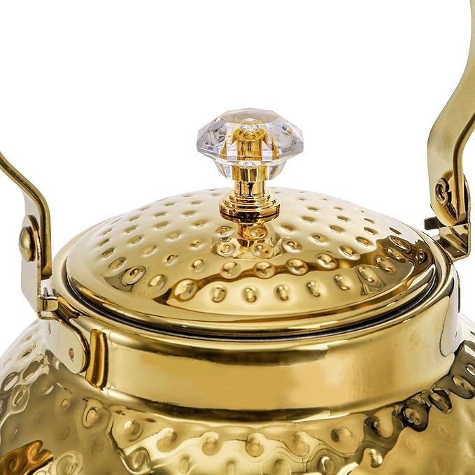 Coloch Teapot with Removable Infuser, 40 Oz(1200ml) Stainless Steel Tea Kettle Antique Style Coffee Pot Stovetop Teapot for Loose Leaf Tea, Tea Bag, Golden