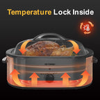 18 Quart Roaster Oven with Self-Basting Lid, Large Electric Turkey Roaster Oven with Defrost & Warm Function, Adjustable Temperature, Removable Pan & Rack, Stainless Steel, Silver