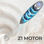 Zulay Kitchen Patented Tornado Triple Whisk Milk Frother with 4 Duracell Batteries – Handheld Foam Maker for Coffee, Lattes, Matcha & Hot Chocolate – Rich, Creamy Froth in Seconds - Onyx Gray