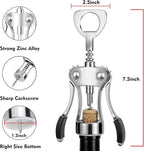 Wine Opener with Stopper, Cutter - Wine Bottle Opener Bundle, Zinc Alloy Wing Corkscrew Heavy Duty, Cork Screw Beer Opener for Bartenders, Multifunctional Bottle Opener for Kitchen, Restaurant, Bar