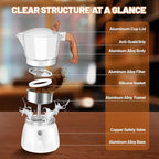 3 Cup Aluminum Espresso Stovetop Moka Pot Express Coffee Maker Percolator Italian Classic Mocha Coffee Machine for Italian and Cuban Cafe Brewing for Home & Camping 150ml 5oz