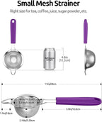 U-Taste Small Fine Mesh Strainer: 18/8 Stainless Steel 3.35in 30 Mesh Kitchen Food Sieve with Sturdy Riveted Silicone Handle, Heavy Duty Deep Handheld Metal Colander for Tea, Juice (Purple)