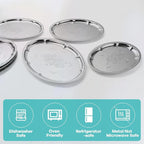 6-Pack Large Silver Serving Trays (16" x 12") – Oval Floral Engraved Serving Platters for Parties, Weddings, Birthdays, Festive Occasions – Mirror Trays for Appetizers, Charcuterie, Cookies, Desserts