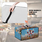 Cow Butterfly Flower Print Toaster Oven Cover, Dust-proof Heat-resistant Air Fryer Cover with Accessory Pockets, Kitchen Small Appliance Protector, (Medium-16.1*19.71*10 inches)