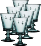 La Rochere Napoleon Bee Blue Stemmed Wine Glasses Set of 6 – Vintage French Glassware with Stable Base – Elegant, Durable Glasses for Confident Hosting and European-Style Tables (8 oz)
