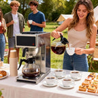VONCI 1610W Commercial Coffee Maker, 12 Cup Drip Coffee Machine, 2 Glass Carafes and 2 Warmers, Stainless Steel Housing & Funnel, Industrial Coffee Maker for Offices, Hotels, Home