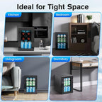 24 Cans Beverage Refrigerator Cooler, Mini Fridge Countertop Drink Cooler for Soda, Canned Beer, Adjustable Digital Temperature Control for Home Dorm Office, Black