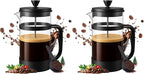 Utopia Kitchen Borosilicate Glass French Press Coffee Maker 34 oz, Heat-Resistant Cafetiere & Tea Maker, Thickened Glass Coffee Press for Travel and Camping, Black (Pack of 2)