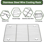 Baking Sheet Tray Cooling Rack with Silicone Baking Mat Set, Stainless Steel Cookie Pan For Oven, Set of 9 (3 Sheets + 3 Racks + 3 Mats), Warp Resistant & Heavy Duty & Easy Clean, Red