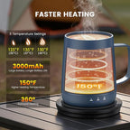 Smart Self Heating Coffee Mug,14oz Temperature Control Coffee Mug,Hot up to 150°F,Rechargeable Heated Coffee Mug,Up to 6H Battery Life,Coffee Cup Warmer,Great Gift for Coffee Lovers,Dad,Mom (Blue)