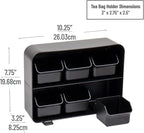 Mind Reader Tea Bag Organizer, Tea Station Organizer, Countertop Storage, Kitchen, Plastic, 10.25"L x 3.25"W x 7.75"H, Black